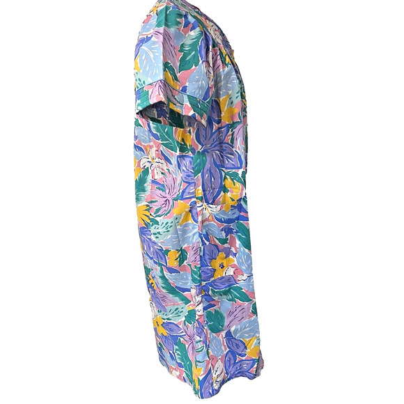 VTG MuMu Movie Star house dress knee length cotton blend multi floral snaps sz M - Picture 6 of 9